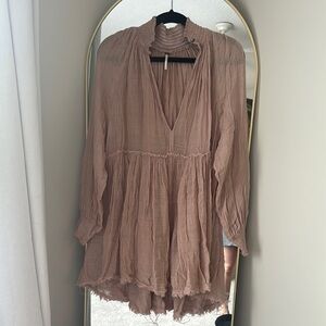 Free People Pink Pleated Blouse